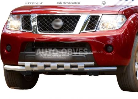 Bumper protection Nissan Pathfinder 2005-2010 - type: model with plates фото 0