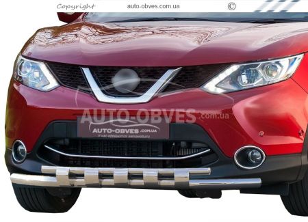 Захист бампера Nissan Qashqai 2014-2017 - тип: модельний з пластинами фото 0