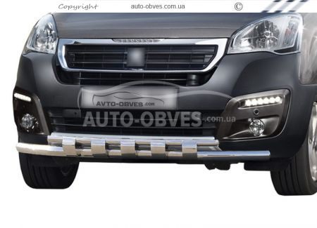 Захист бампера Peugeot Partner 2015-... - тип: модельний з пластинами фото 0