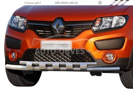 Захист бампера Renault Logan 2013-2020 - тип: модельний з пластинами фото 0