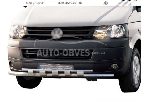 Bumper protection VW T5 2010-2015 Caravelle, Multivan, Transporter - type: model with plates фото 0