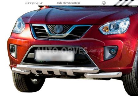 Защита бампера Chery Tiggo 2012-2014 - тип: модельная, с пластинами фото 0