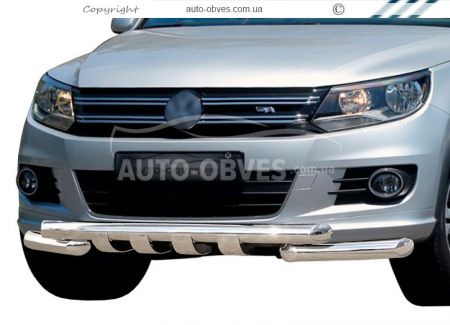 Защита бампера VW Tiguan - тип: модельная, с пластинами фото 0