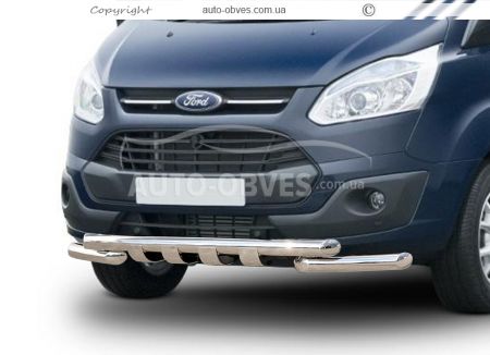 Bumper protection Ford Custom 2013-2022 - type: model, with plates фото 0