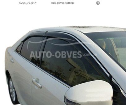 Windshield deflectors Toyota Camry 50 2012-2017 - type: with chrome molding фото 0