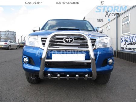 High bull bar Toyota Hilux 2012-2015 - type: up to the hood фото 1