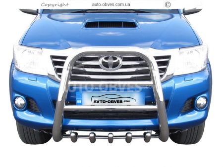 High bull bar Toyota Hilux 2012-2015 - type: up to the hood фото 0