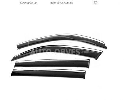Ветровики с хромированным молдингом Toyota Land Cruiser 200 2007-2021 - тип: 4 шт фото 0