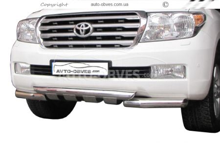 Bumper protection Toyota Land Cruiser 200 2007-2016 - type: model with plates фото 0