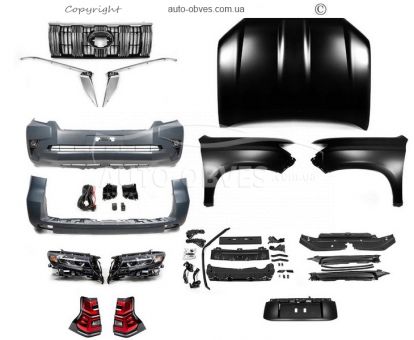 A set of Toyota Land Cruiser Prado 150 fairings from 2009-2016 to 2018-2023 - type: with full led optics фото 0