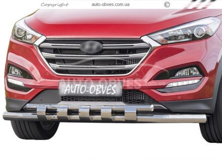 Bumper protection Hyundai Tucson 2015-2019 - type: model with plates фото 1