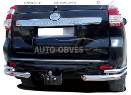 Toyota Prado 150 rear bumper protection - type: double corners фото 1