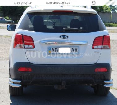 Захист заднього бампера Kia Sorento 2010-2012 - тип: кути подвійні фото 1