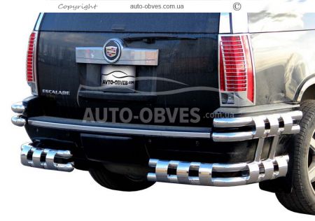 Rear bumper protection Cadillac Escalade ESV 2007-2014 - type: double corners - two-level фото 0