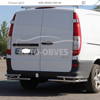 Защита заднего бампера Mercedes Vito, Viano L1\L2\L3 базы - тип: двойные углы фото 2