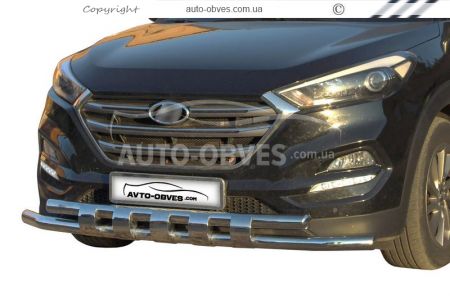 Bumper protection Hyundai Tucson 2015-2019 - type: model with plates фото 0