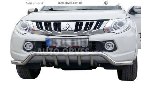 Front bumper protection Fiat Fullback 2016-... - type: single bar Ø:60 mm with grill фото 0