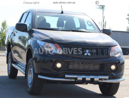 Bumper protection Mitsubishi L200 2015-2018 - type: model, with plates фото 1