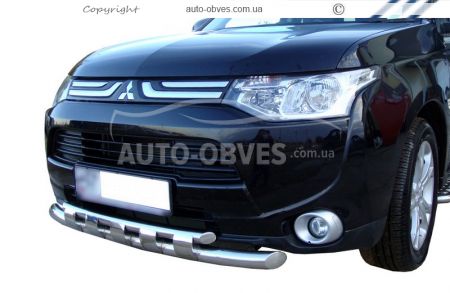 Bumper protection Mitsubishi Outlander 2013-2015 - type: model with plates фото 0