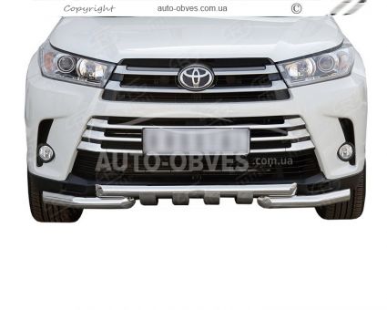 Защита бампера Toyota Highlander 2017-2020 - тип: модельная, с пластинами фото 0