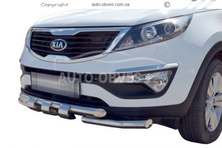 Защита бампера Kia Sportage 2010-2015 - тип: модельная, с пластинами фото 0