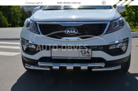 Защита бампера Kia Sportage 2010-2015 - тип: модельная, с пластинами фото 1