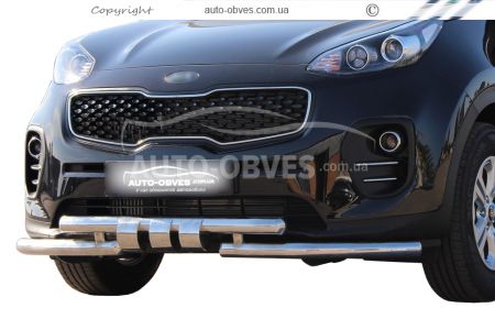 Захист бампера Kia Sportage 2019-2021 - тип: модельний, з пластинами фото 0