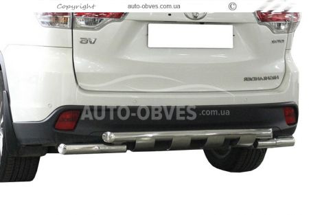 Rear bumper protection Toyota Highlander 2017-2020 - type: pipe with corners фото 0