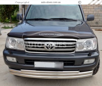 Toyota Land Cruiser 100 front bumper protection - type: triple mustache фото 1