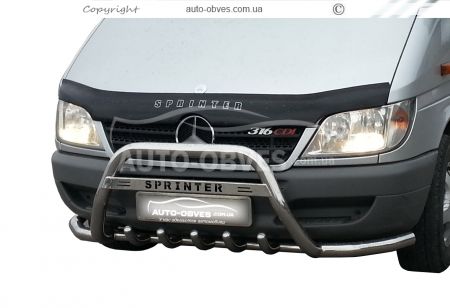 Front bumper protection Mercedes Sprinter 2000-2006 - type: with additional pipes фото 0