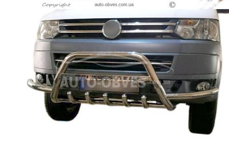 Front bumper protection VW T5 2010-2015 - type: Caravelle, Multivan, Transporter фото 0