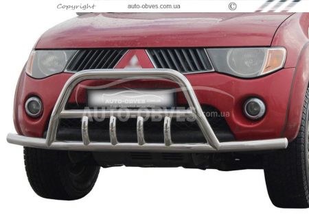 Front bumper protection Mitsubishi L200, Pajero Sport - type: with additional tubes фото 0