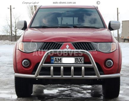 Front bumper protection Mitsubishi L200, Pajero Sport - type: with additional tubes фото 1