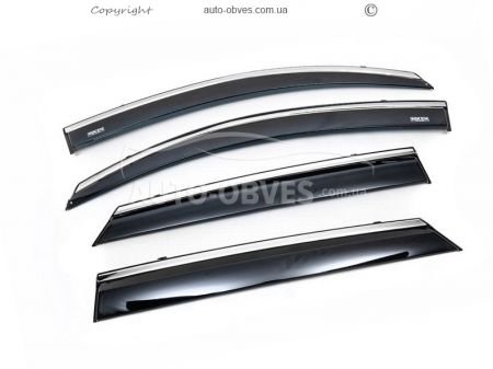 Window deflectors Renault Duster 2010-2017 - type: with chrome molding фото 1