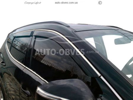 Wind deflectors Hyundai Santa Fe 2013-2016 - type: with chrome molding фото 2