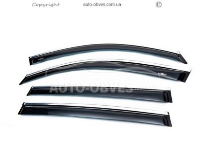 Wind deflectors Volkswagen Tiguan 2007-2016 - type: with chrome molding фото 0