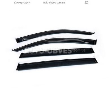 Wind deflectors Volkswagen Tiguan 2016-... - type: with chrome molding фото 1