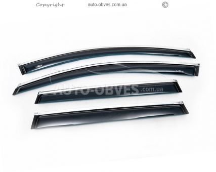 Wind deflectors Nissan Rogue 2013-2020 - type: with chrome molding фото 1