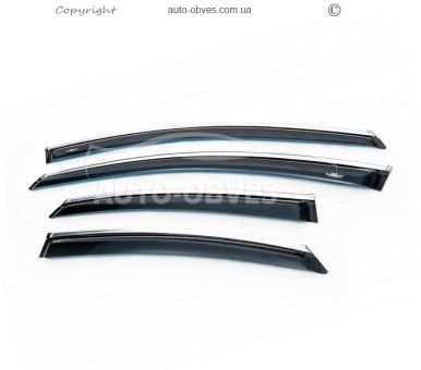 Wind deflectors Ford Mondeo 2008-2014 - type: with chrome molding фото 0