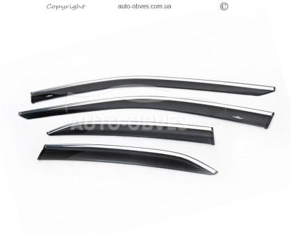 Wind deflectors Toyota Camry v70 2018-... - type: with chrome molding фото 0