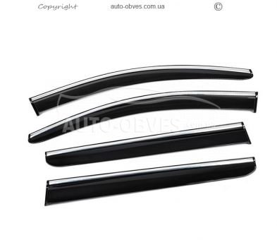 Window deflectors Ford Courier 2014-... - type: with chrome 4 pcs фото 1
