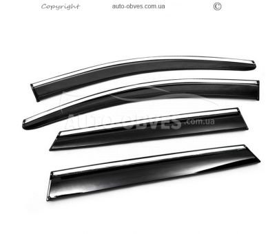 Window deflectors Nissan Qashqai 2014-2021 - type: with chrome 4 pcs фото 1