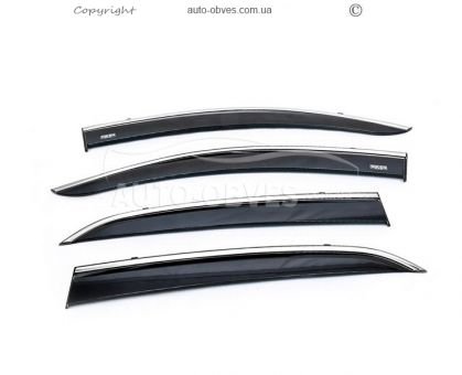 Window deflectors Opel Mokka 2012-2021 - type: with chrome 4 pcs фото 1