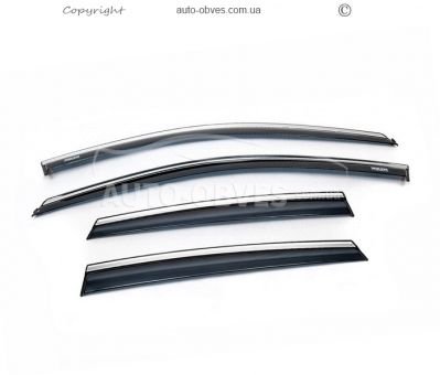 Window deflectors Volkswagen Polo 2017-… - type: with chrome molding фото 1