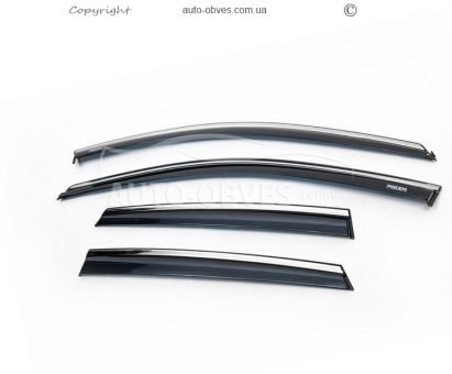 Window deflectors Volkswagen Polo 2017-… - type: with chrome molding фото 0
