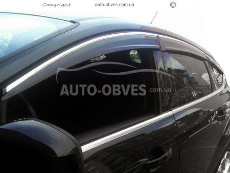 Window deflectors Ford Focus III 2011-2018 - type: with chrome 4 pcs фото 2
