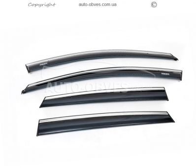 Window deflectors Volkswagen Polo 2010-2017 - type: with chrome hb 4 pcs фото 0