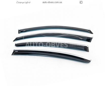 Wind deflectors Volkswagen Touareg 2010-2017 - type: with chrome molding фото 0