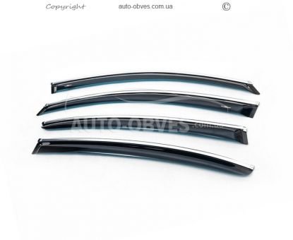 Lexus LS 2007-2017 window deflectors - type: chrome long hic, 2 pcs фото 0