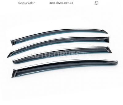 Wind deflectors Toyota Avensis 2008-2014 - type: with chrome molding фото 1